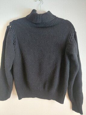 Ugg Gisele Turtleneck Black Sweater Small Wool Cotton Cashmere Chunky